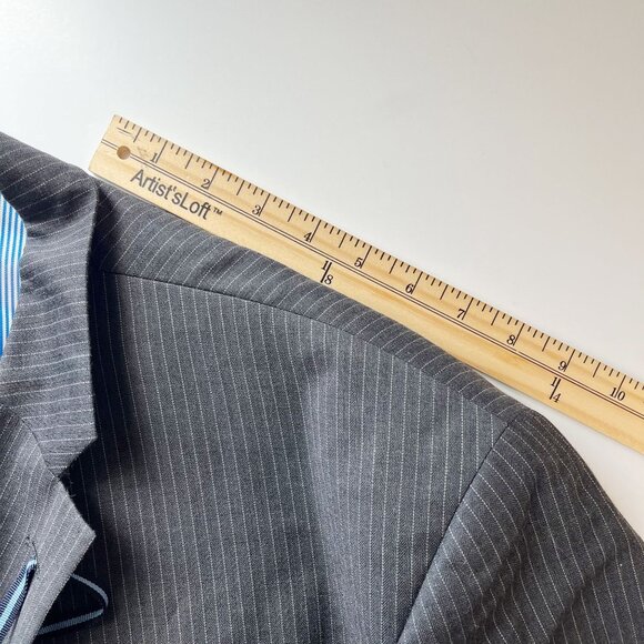 NEW Tommy Hilfiger Gray Pin Striped Blazer Jacket Sport Coat Worsted Wool Size R - Picture 8 of 9